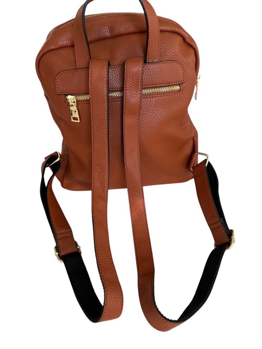 Steve Madden BTAMPA Cognac Brown Embossed Logo Backpack Purse Gold Hardware - Picture 10 of 15